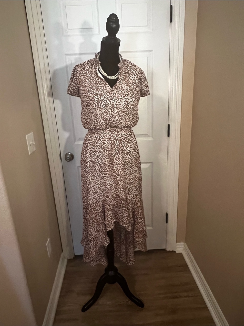 Leopard Print High-Low Dress in Brown